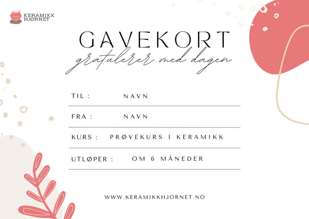 Gavekort for prøvekurs KeramikkHjørnet